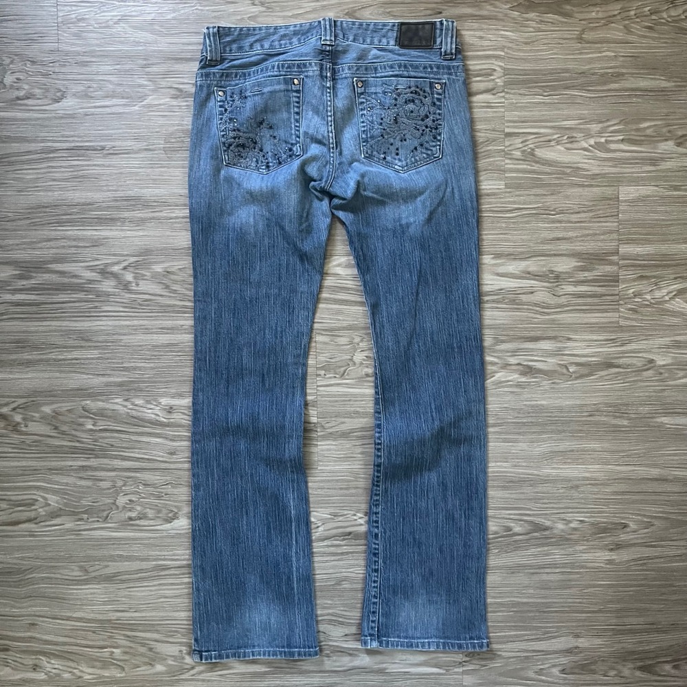 Guess Daredevil Bootcut Jeans Mens 30 Embellished Beaded Blue Denim Y2K Low Rise